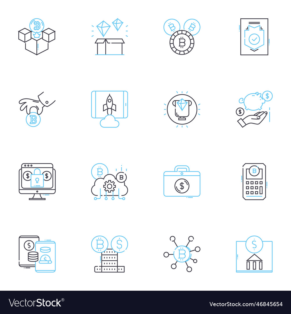 Stock forecasting linear icons set prediction vector image Stock forecasting linear icons set prediction