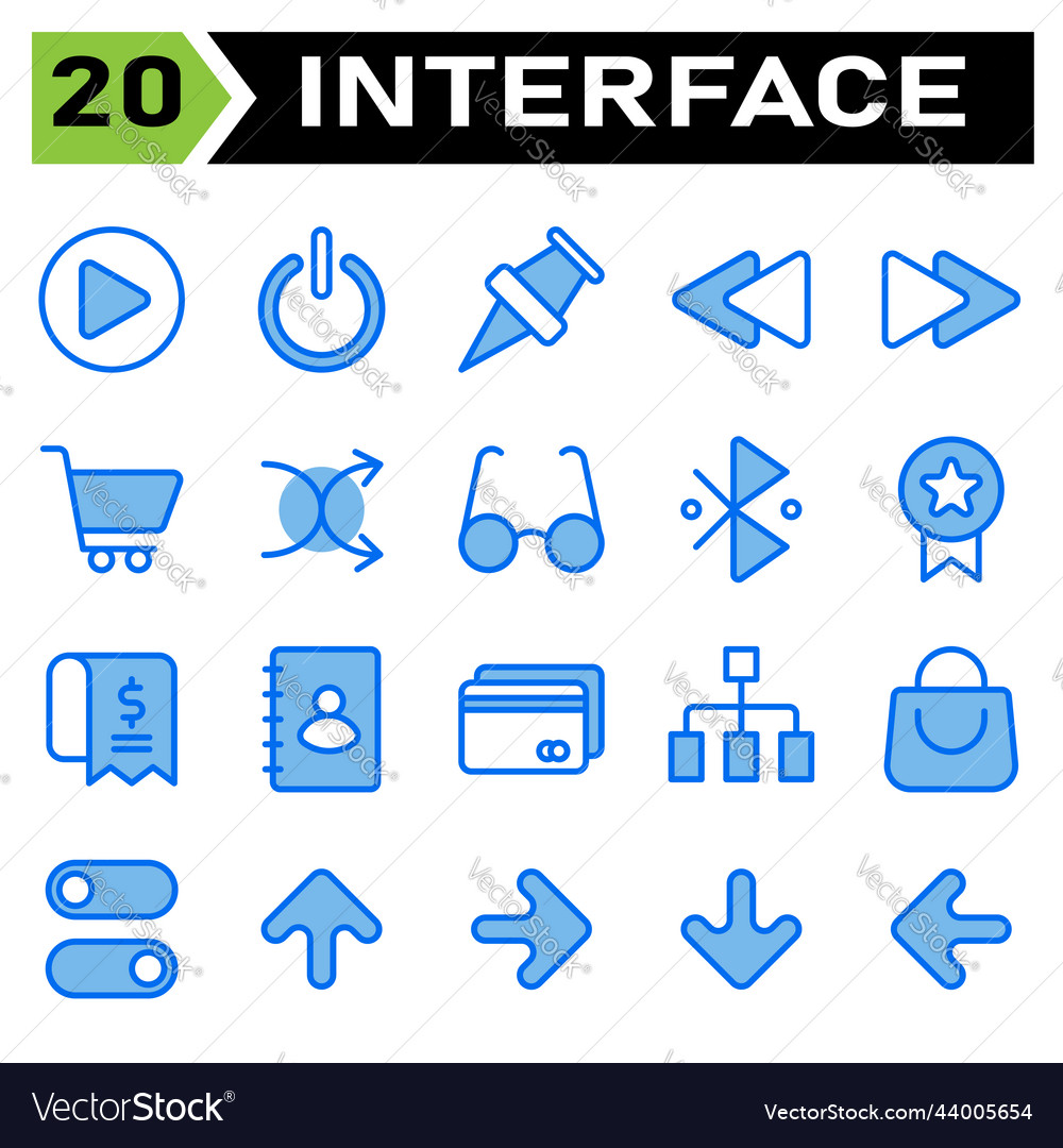 User interface icon set include play button vector image User interface icon set include play button