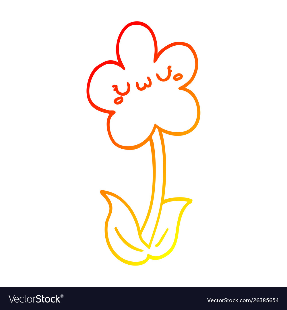 Warm gradient line drawing cartoon flower