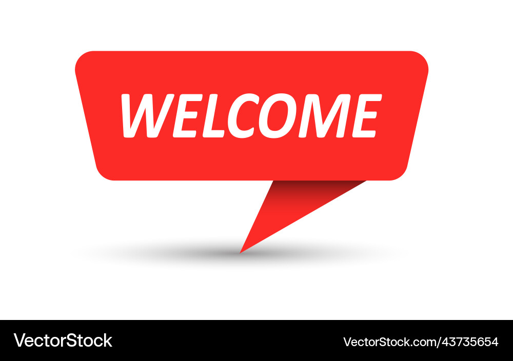 Welcome banner pointer sticker label or speech Vector Image