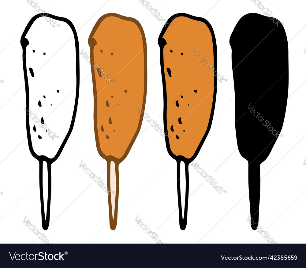 Corn dogs in a flat style the set is an isolated