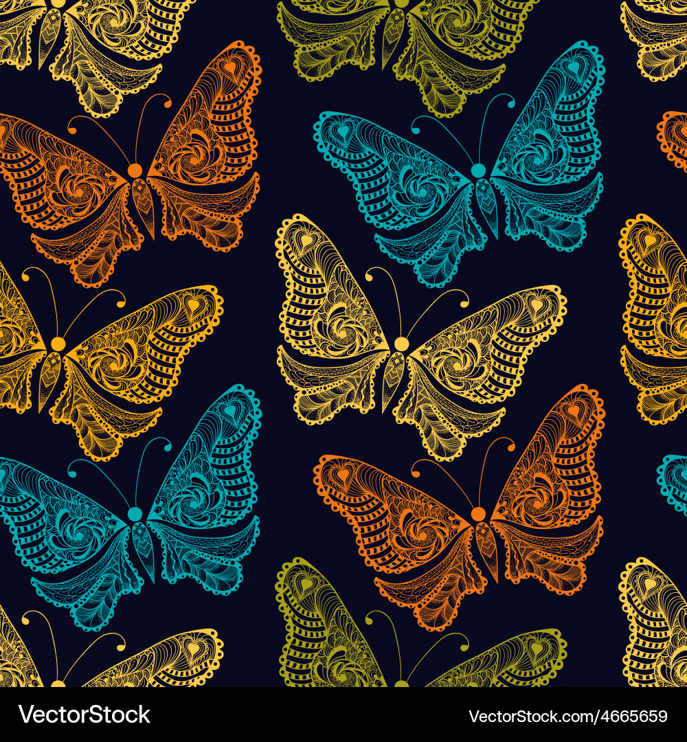 Entangle stylized butterfly seamless pattern Vector Image