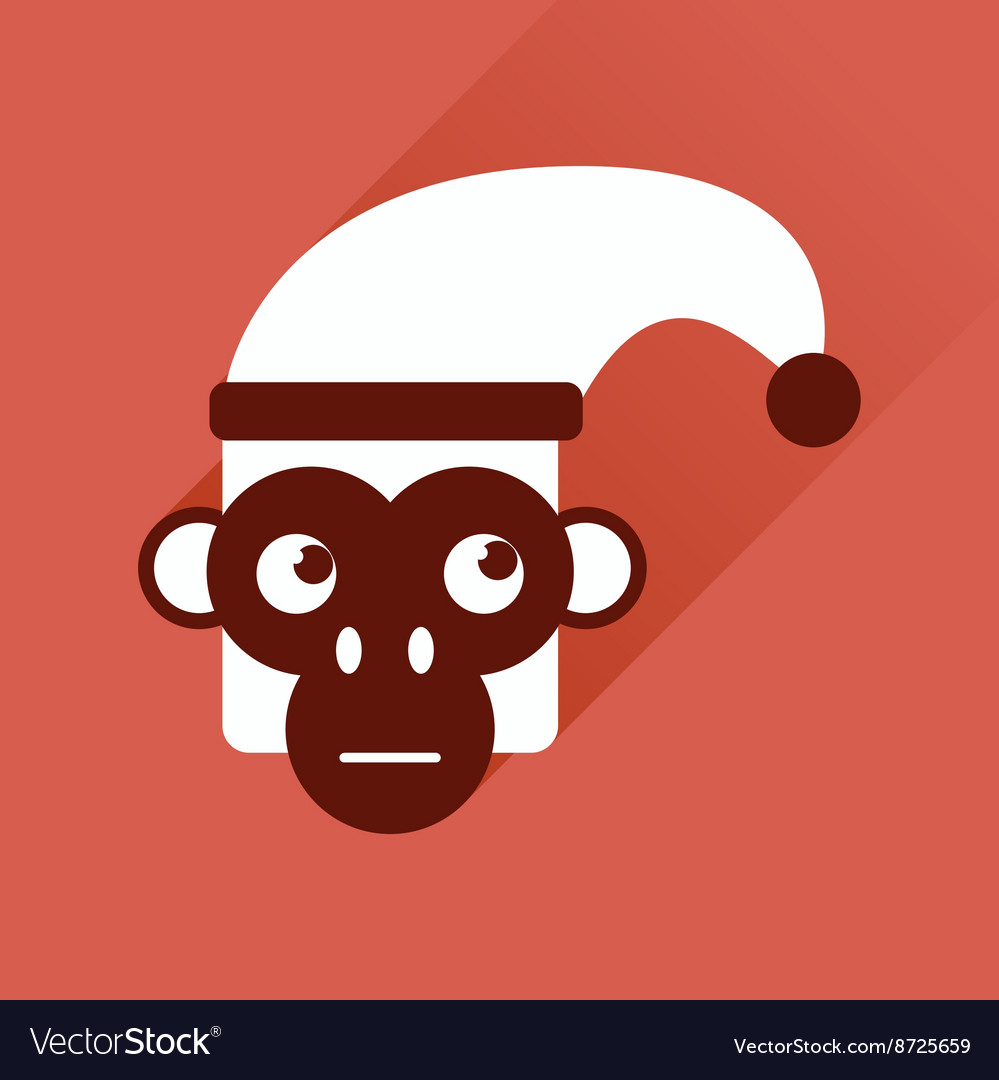 Flat web icon with long shadow monkey