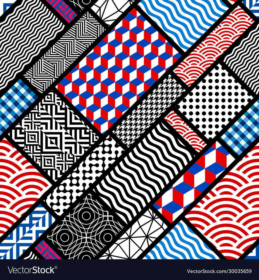 Geometric abstract pattern in patchwork style vector image Geometric abstract pattern in patchwork style