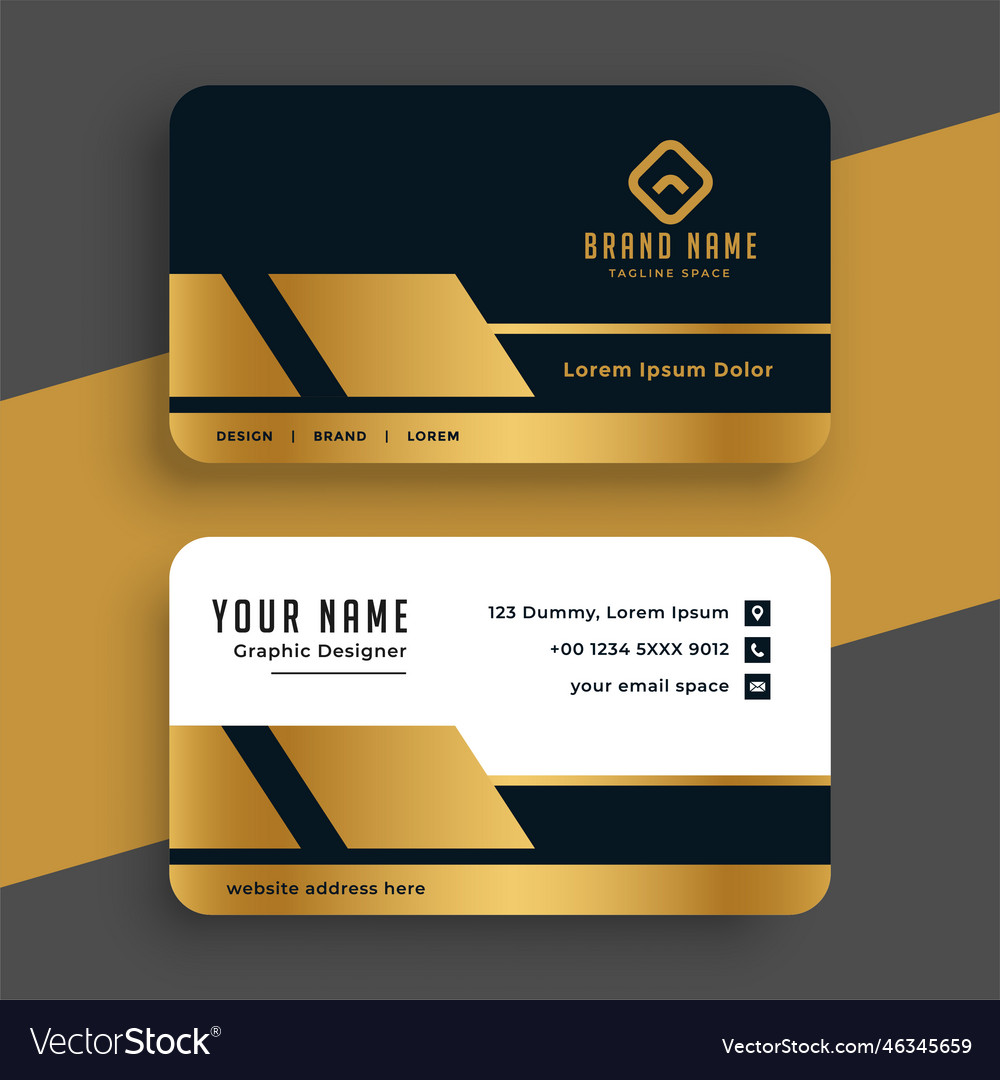 Geometric golden premium business card design Vector Image