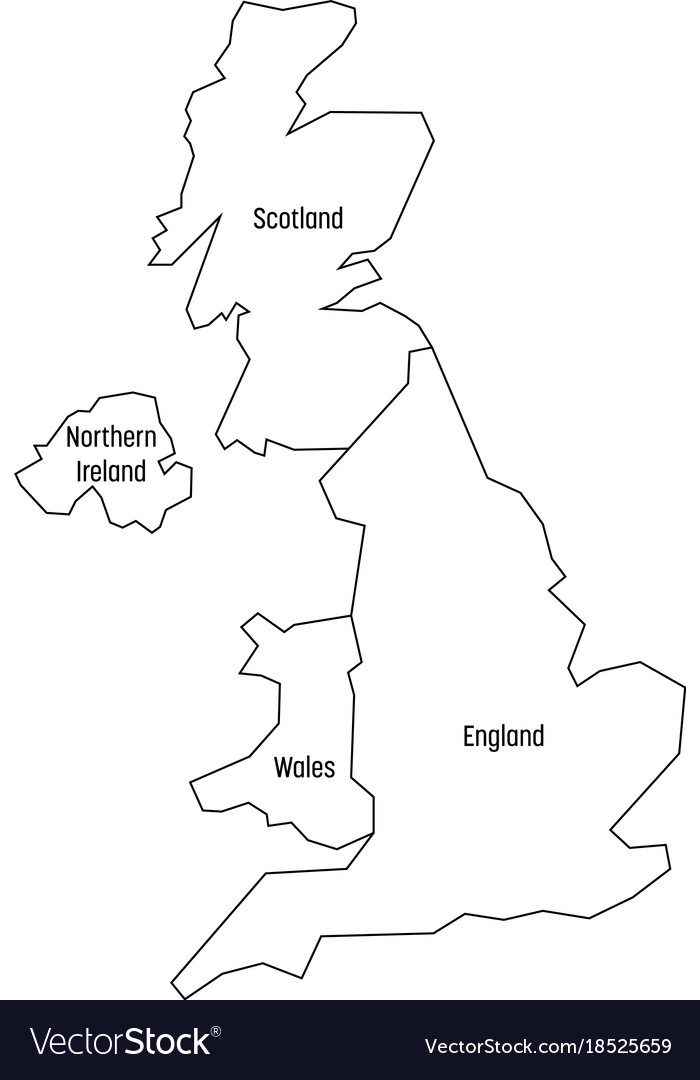 Map Of United Kingdom Countries England Wales Vector Image