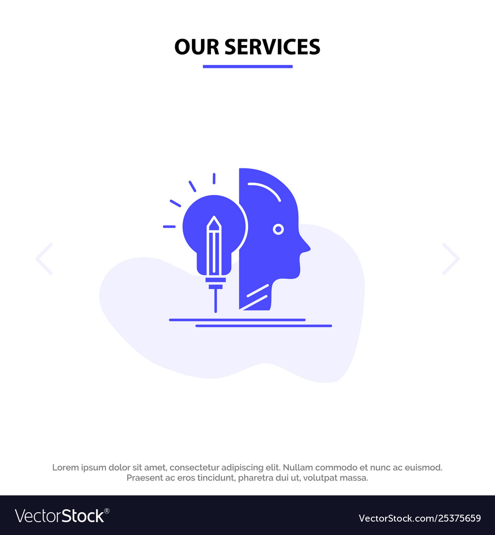 Our services user mind making programming solid vector image Our services user mind making programming solid