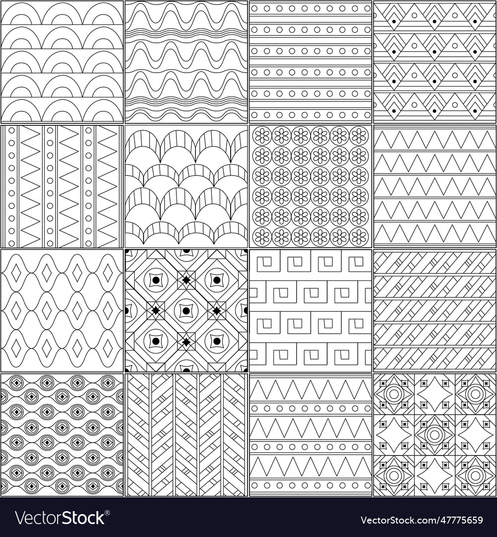 Patchwork made from squares of geometric patterns vector image Patchwork made from squares of geometric patterns