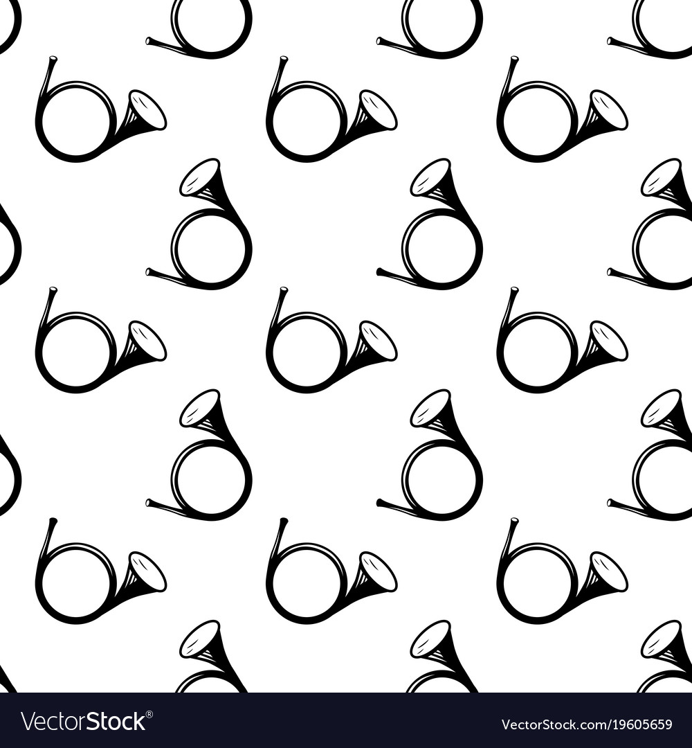 Seamless pattern with musical instrument horn