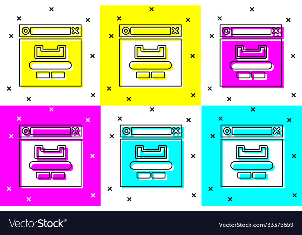 Set browser window icon isolated on color Vector Image Set browser window icon isolated on color