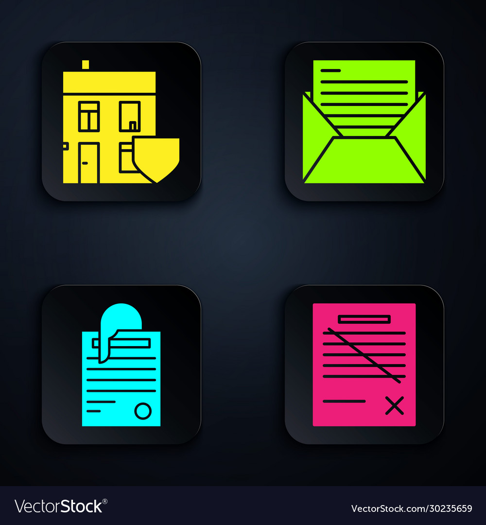 Set delete file document house with shield vector image Set delete file document house with shield