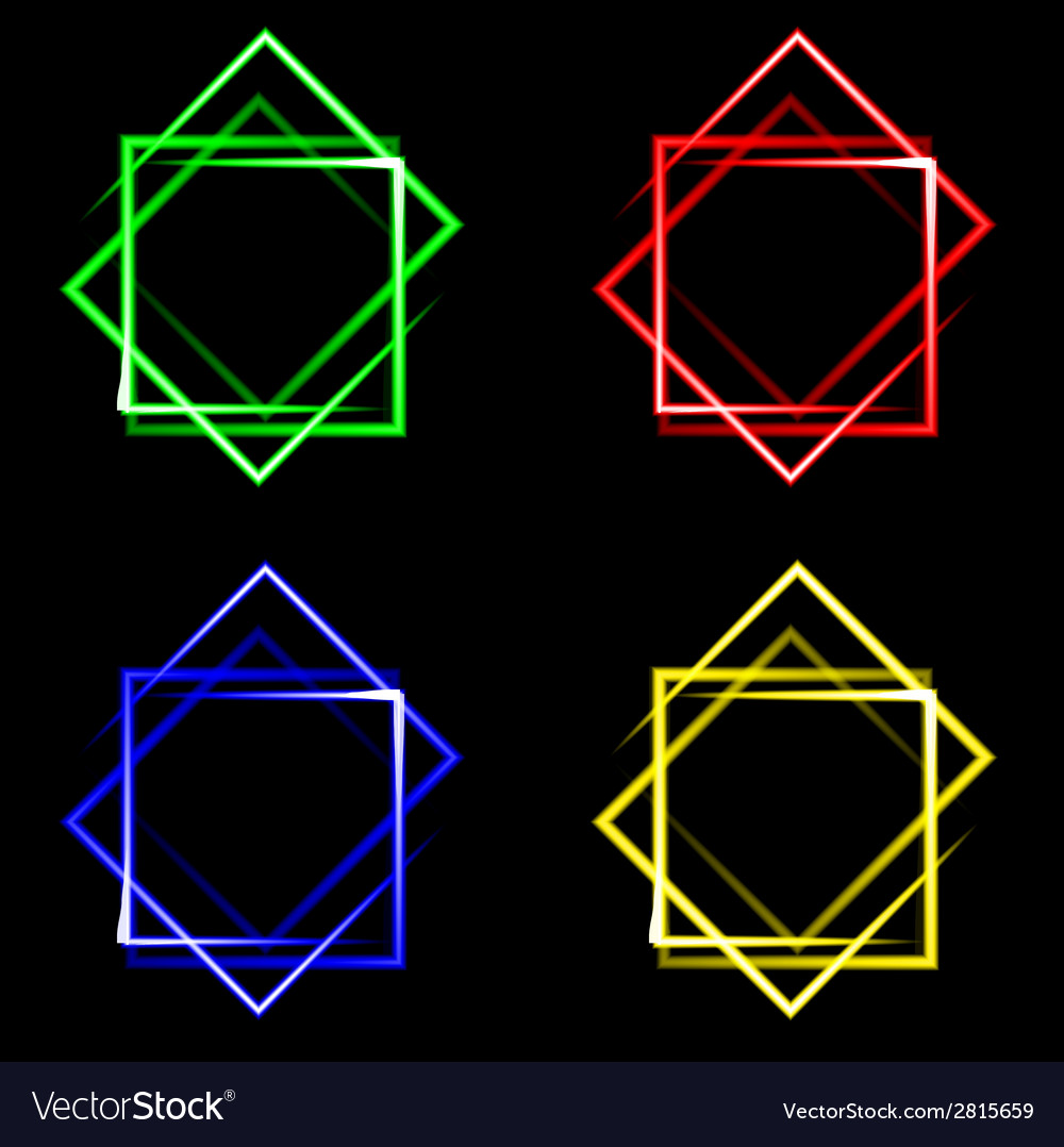 Set multicolored neon square background
