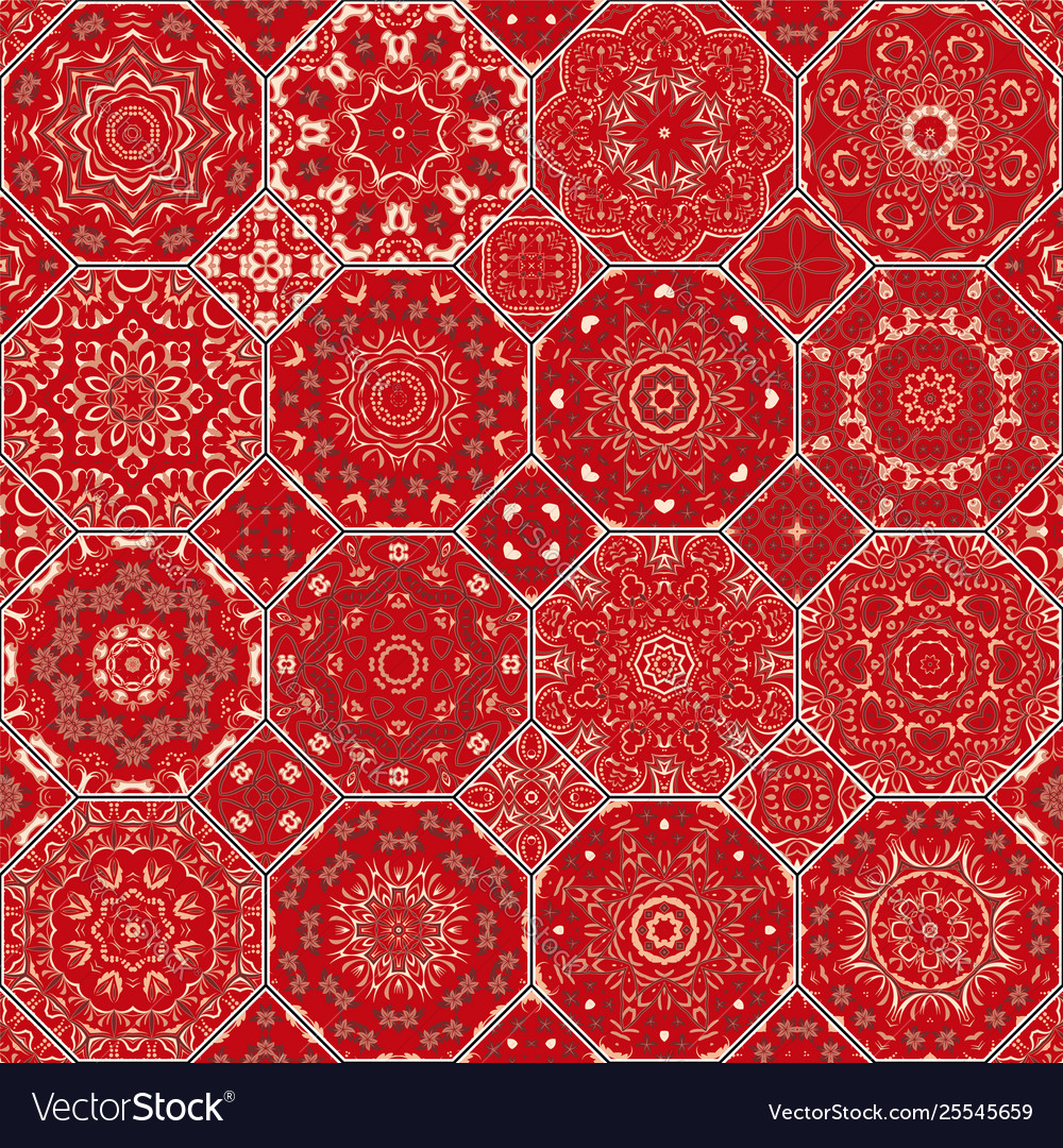 Set octagonal and square patterns vector image Set octagonal and square patterns