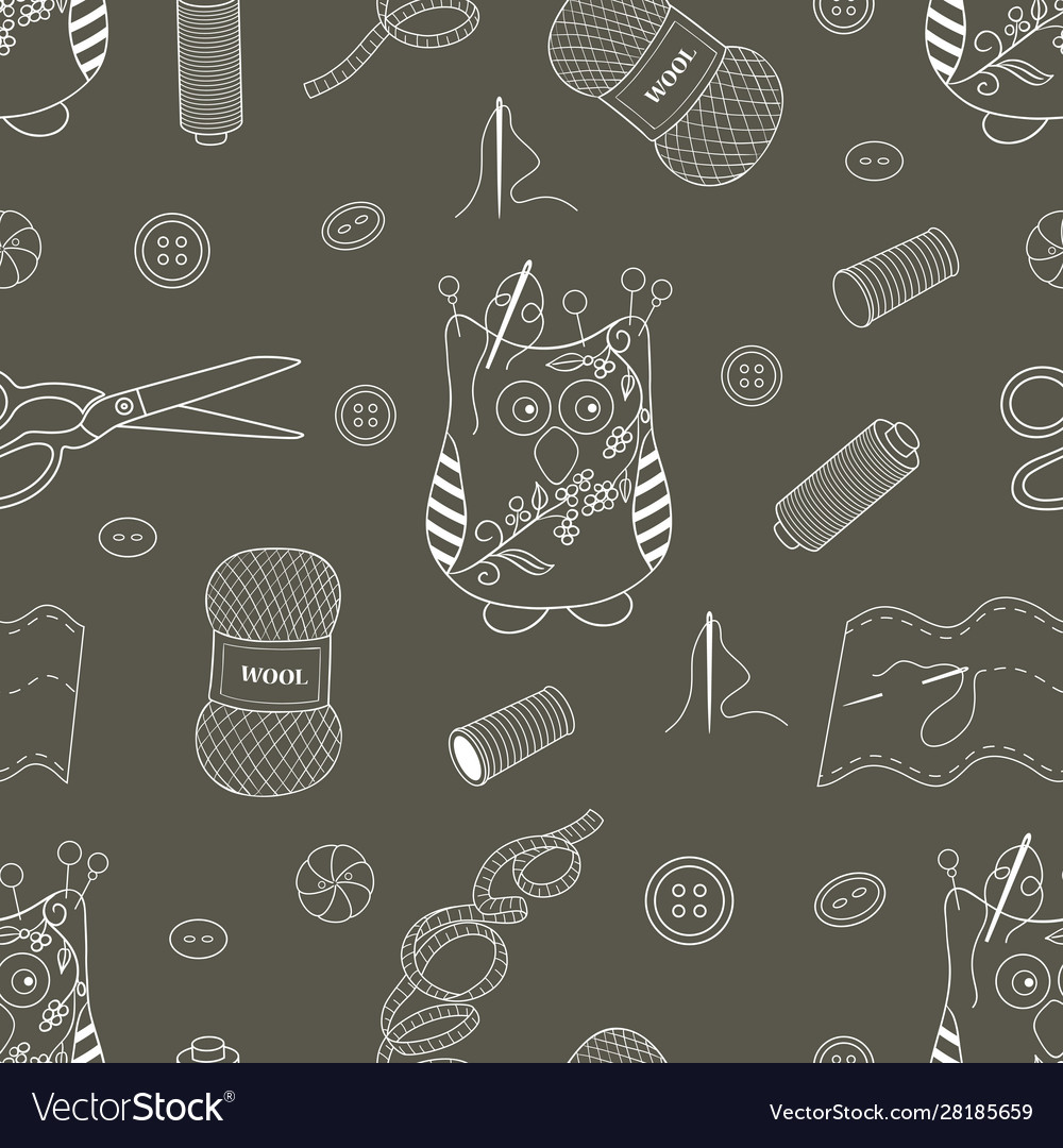 With objects for needlework-06 Vector Image With objects for needlework-06