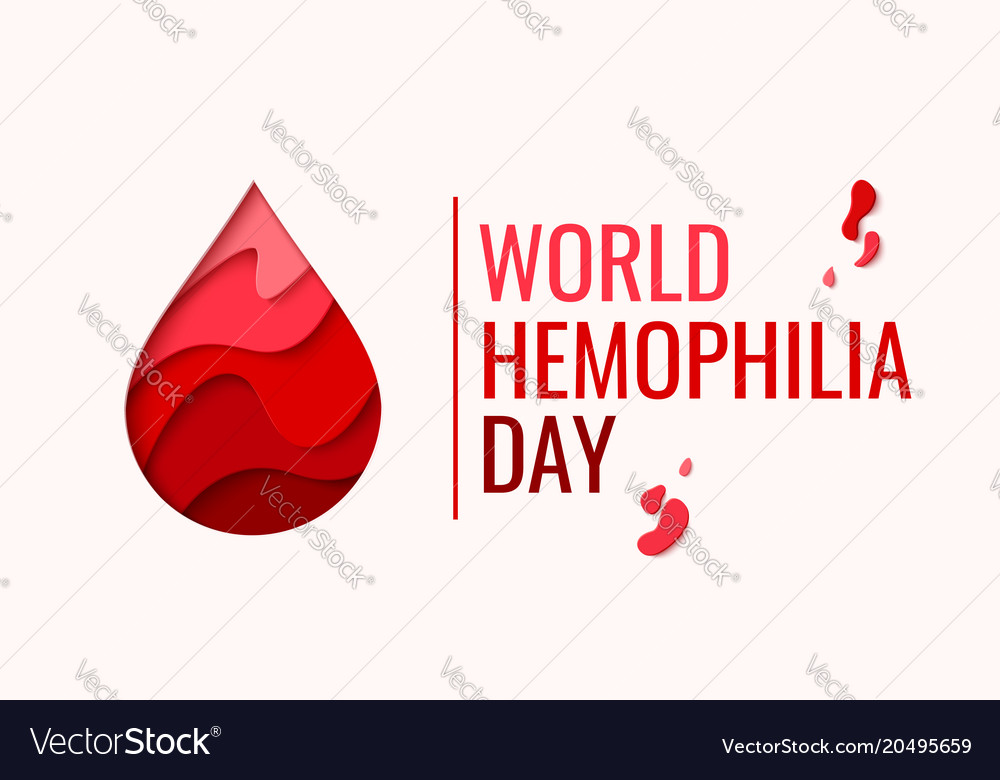 World hemophilia day - red paper cut blood drop Vector Image