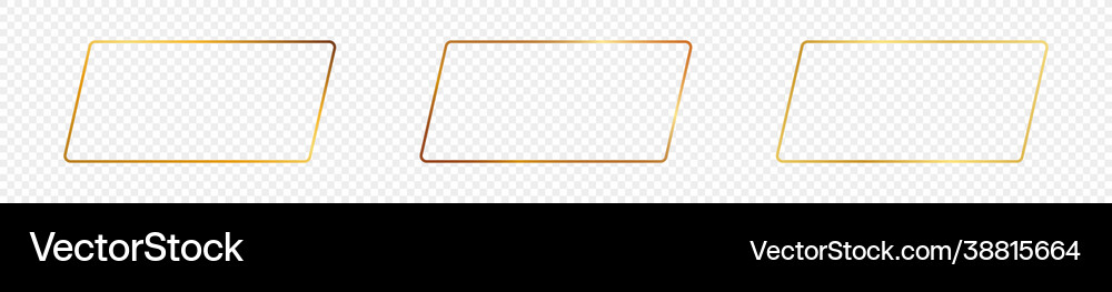Golden Rectangle Rounded Angle Frame Gold glowing rounded rectangular shape frame Vector Image