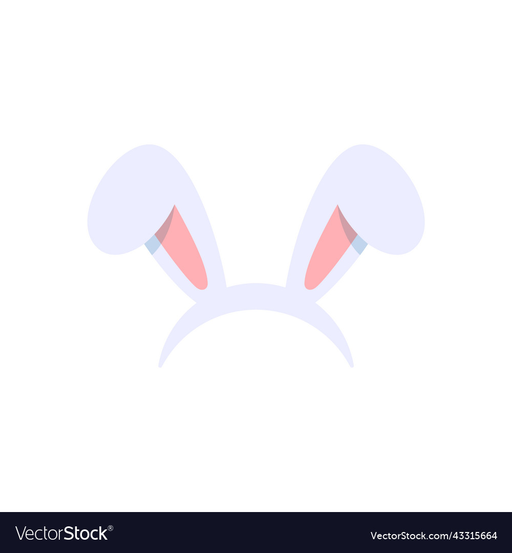 Hair band with white rabbit ears flat