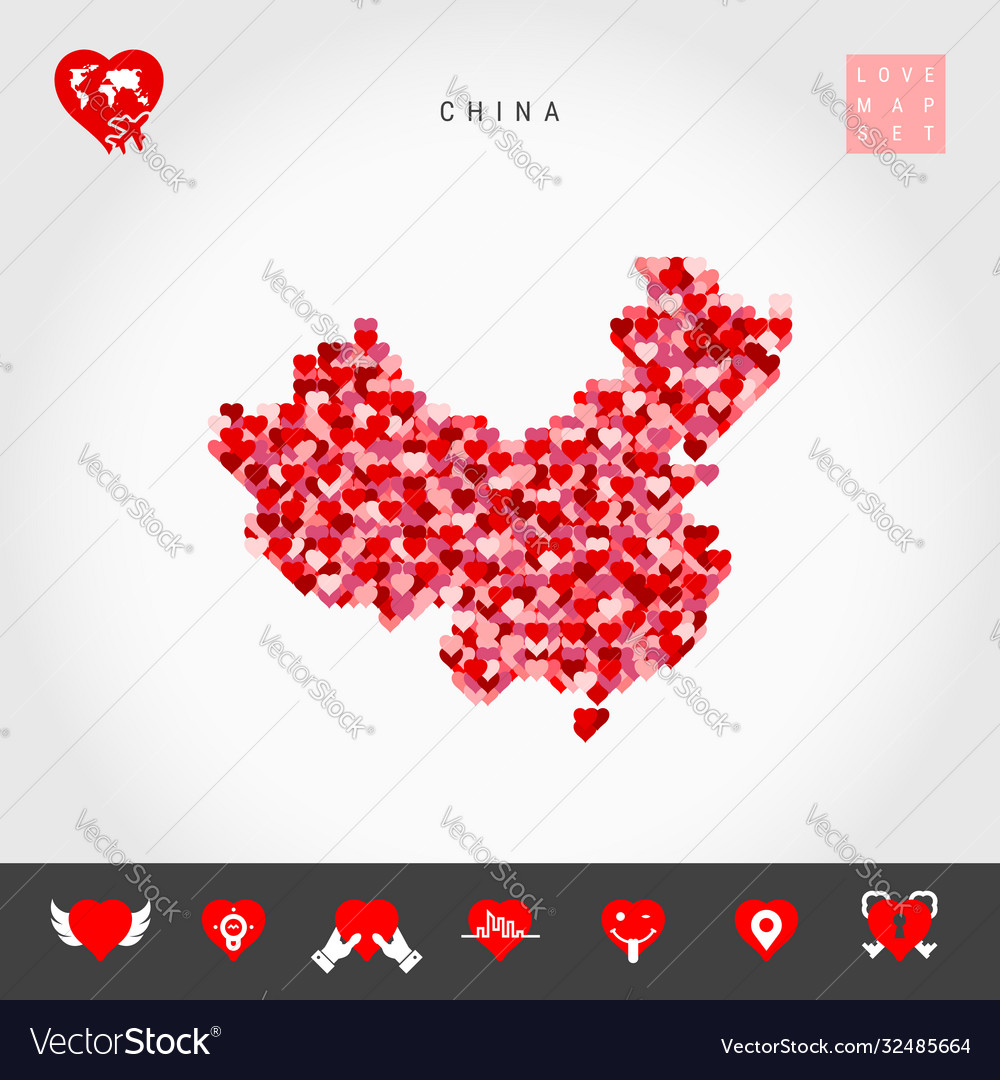 I love china red hearts pattern map