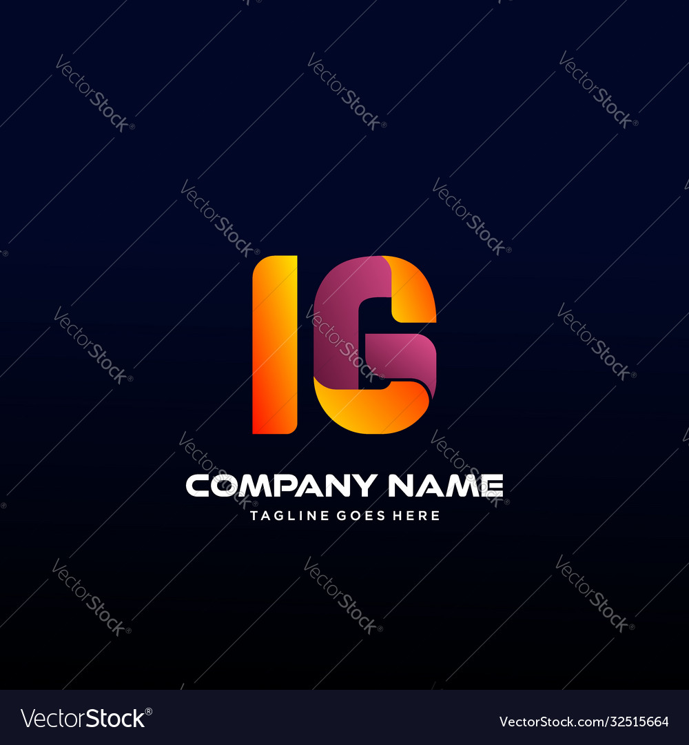 Letter ig initial logo with colorful Royalty Free Vector