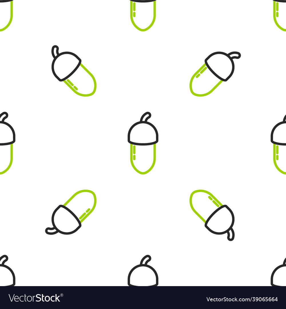 Line acorn icon isolated seamless pattern on white