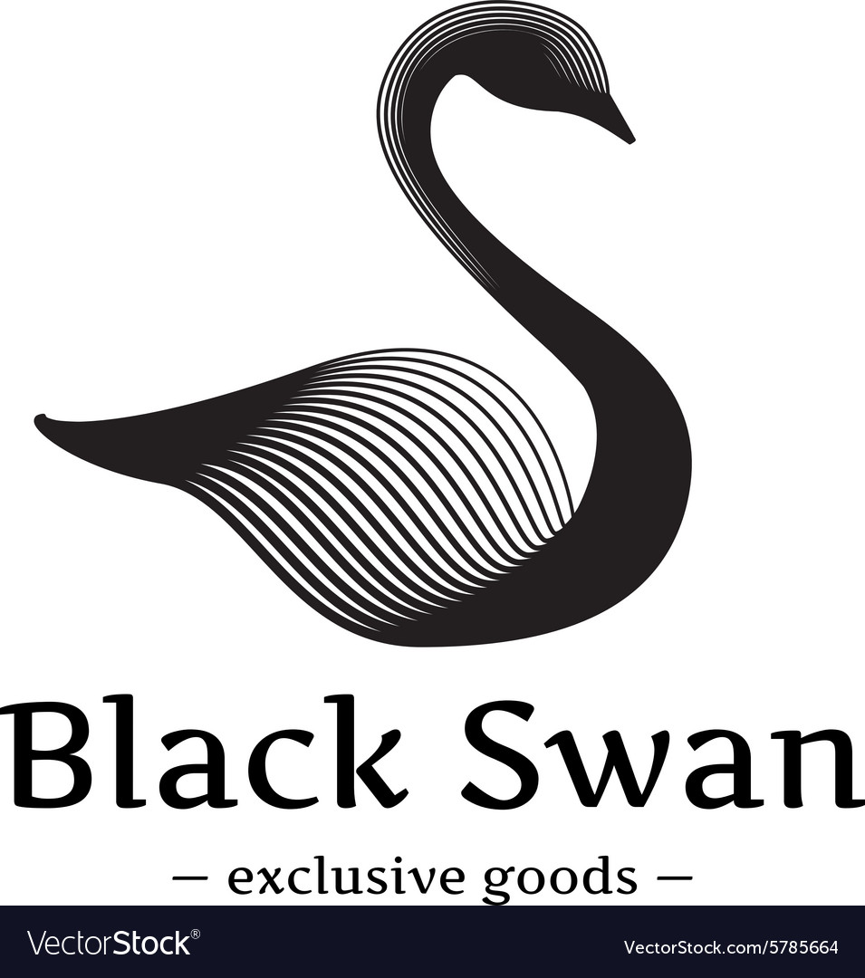 Minimalistic swan logo beautiful black ink