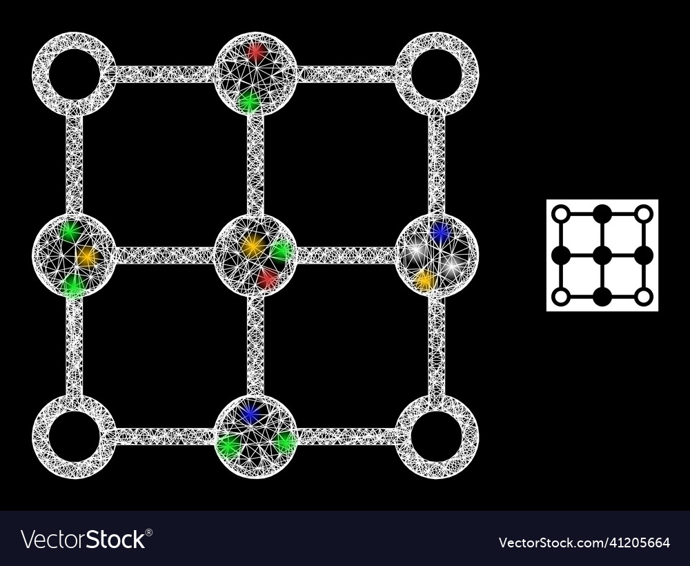 Net web mesh grid centers icon with colored vector image Net web mesh grid centers icon with colored