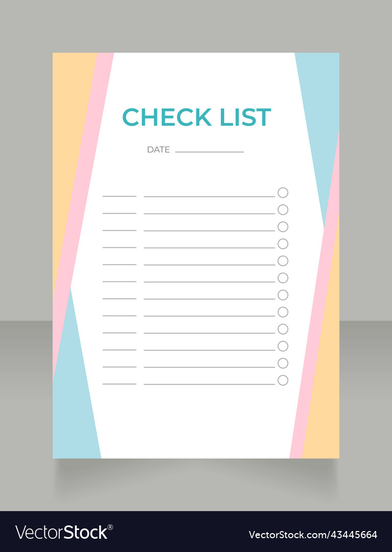 Newborn baby checklist worksheet design template Vector Image
