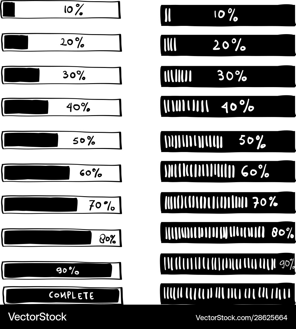 Progress loading bar set icons load symbol Vector Image