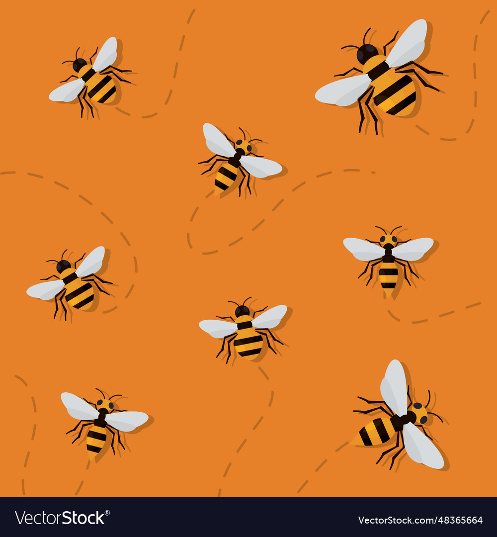 Seamless pattern background with bee and wasp