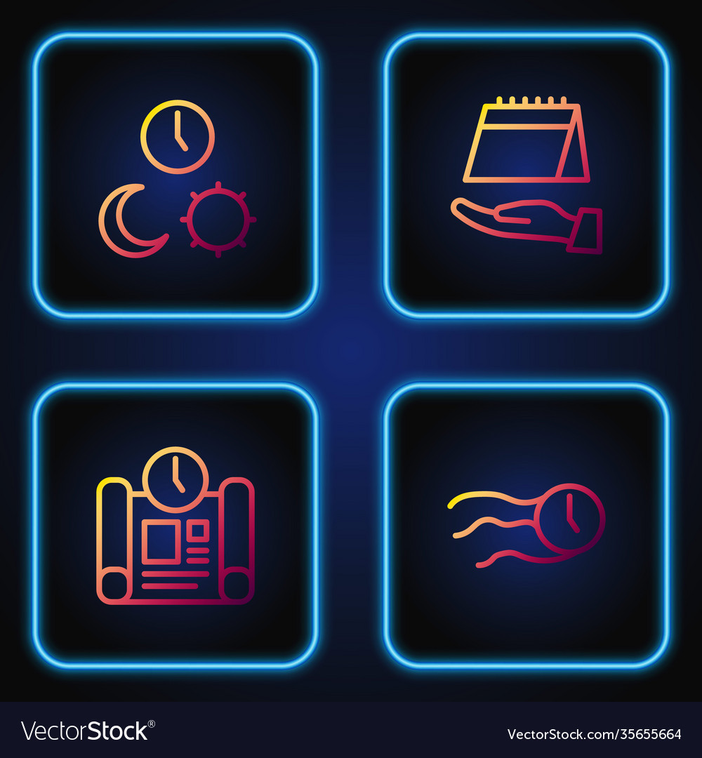 Set line time flies on clock project Vector Image Set line time flies on clock project