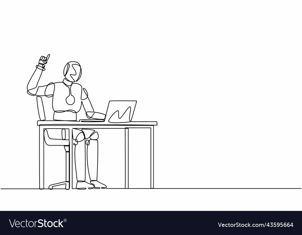 Single continuous line drawing robot getting vector image Single continuous line drawing robot getting