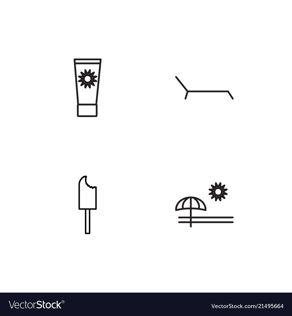 Summer linear icons set simple outline
