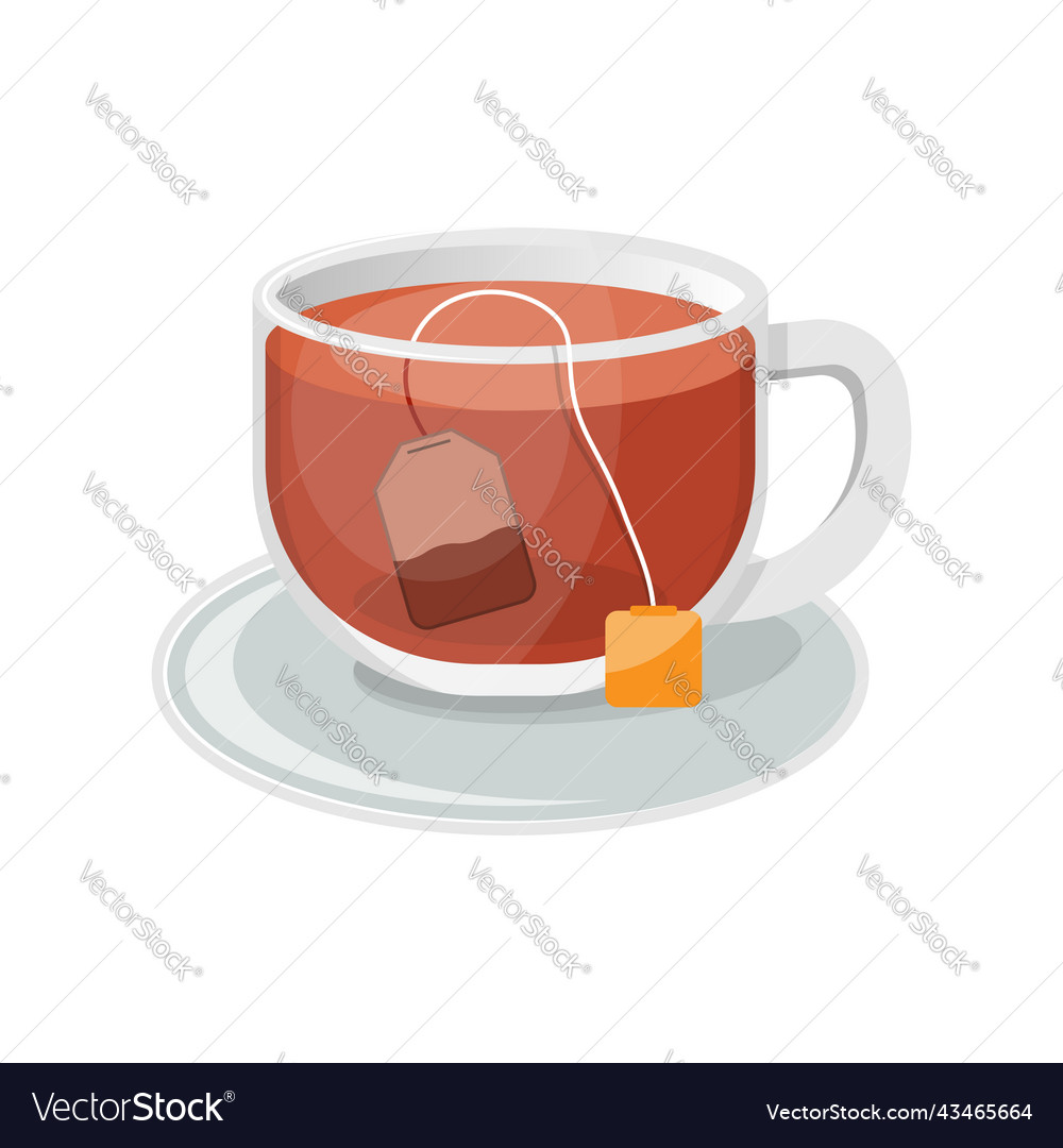 Tea bag in cup icon flat style drink Royalty Free Vector