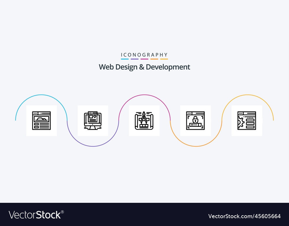 Web design and development line 5 icon pack