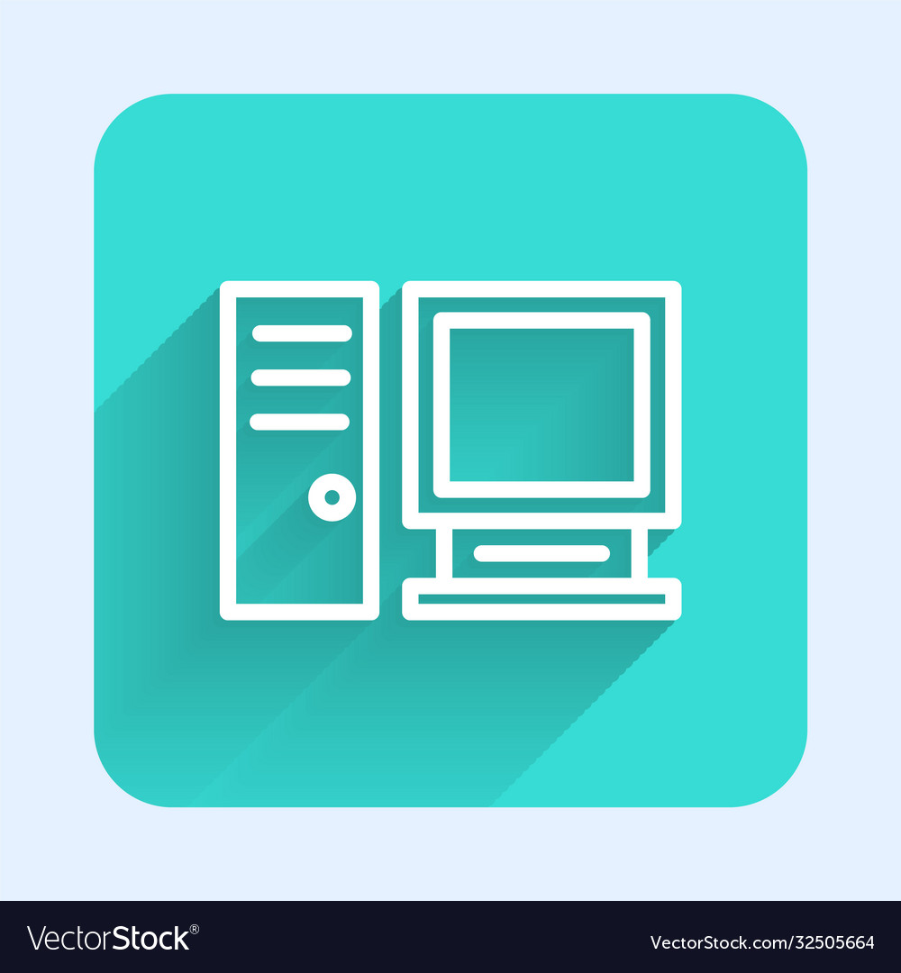 White line computer monitor icon isolated vector image White line computer monitor icon isolated