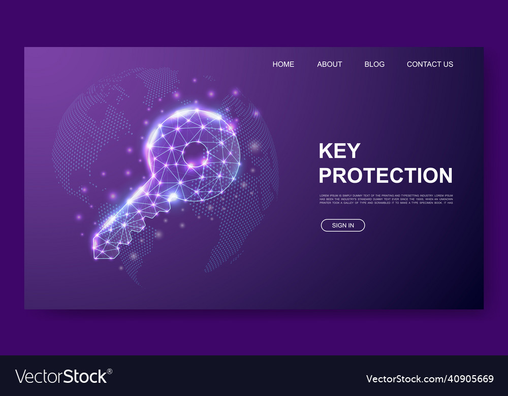 3D Key Low Poly Security Website