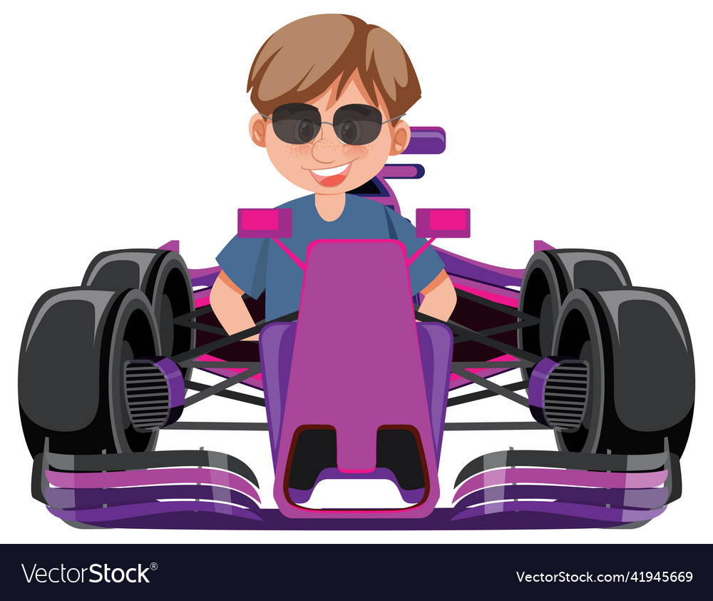 A man driving formula one racing car vector image A man driving formula one racing car