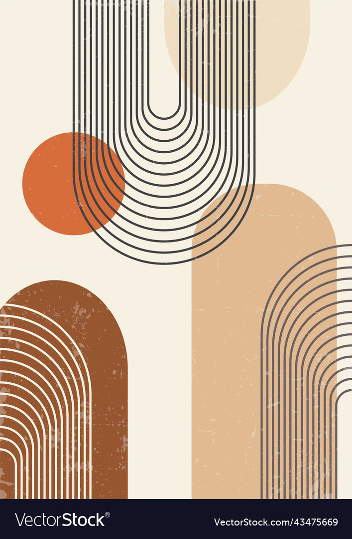 Abstract background poster with arch in boho style