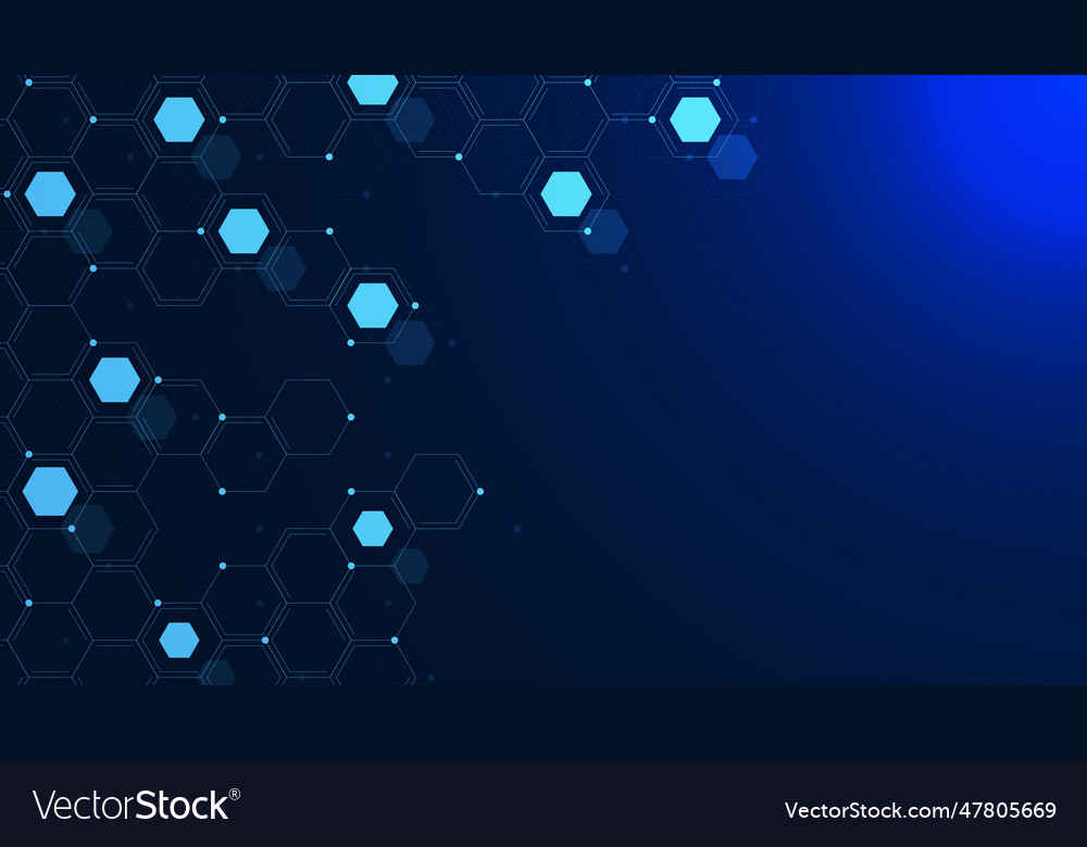 Abstract hexagon pattern with glowing particle vector image Abstract hexagon pattern with glowing particle
