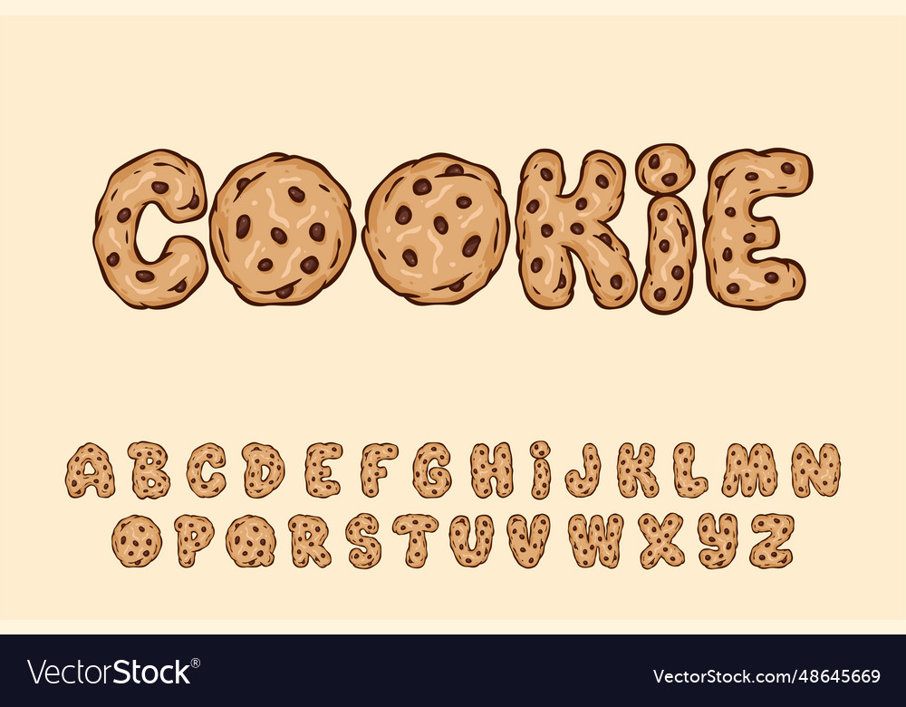 Alphabet cookie chocolate chip cartoon Royalty Free Vector