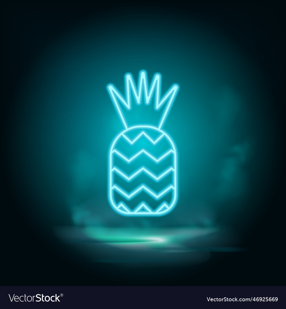 Ananas neon icon food blue vector image Ananas neon icon food blue