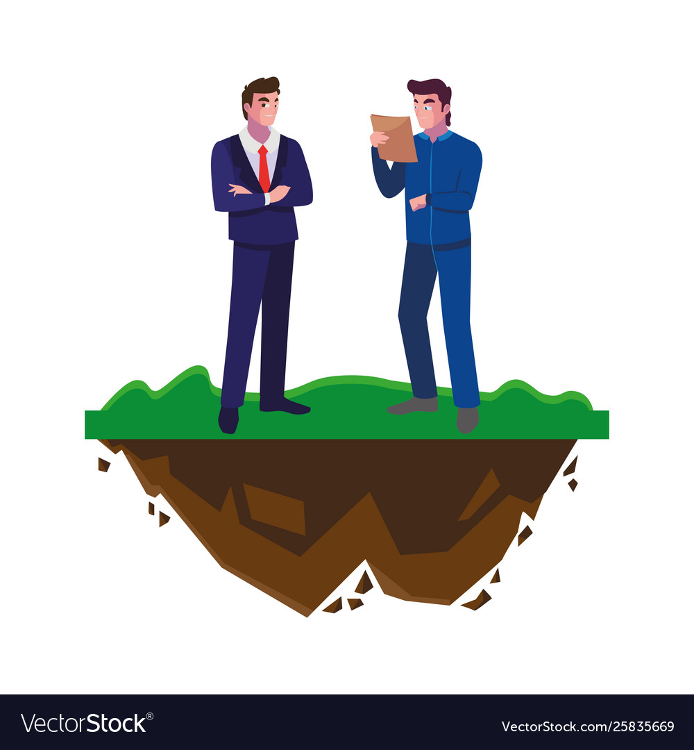 Builder constructor with engineer on lawn