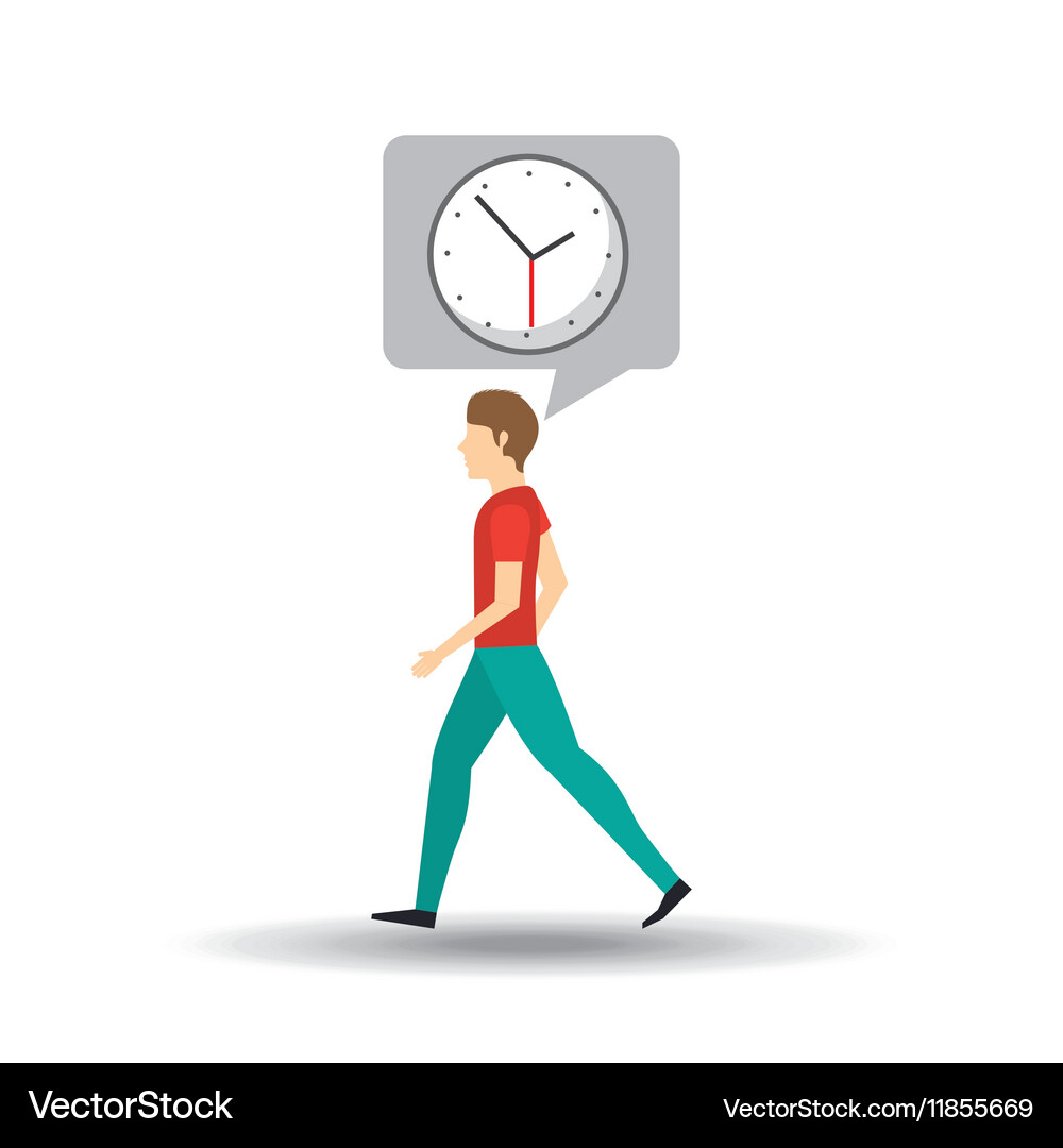 Character bubble speech with clock time Royalty Free Vector