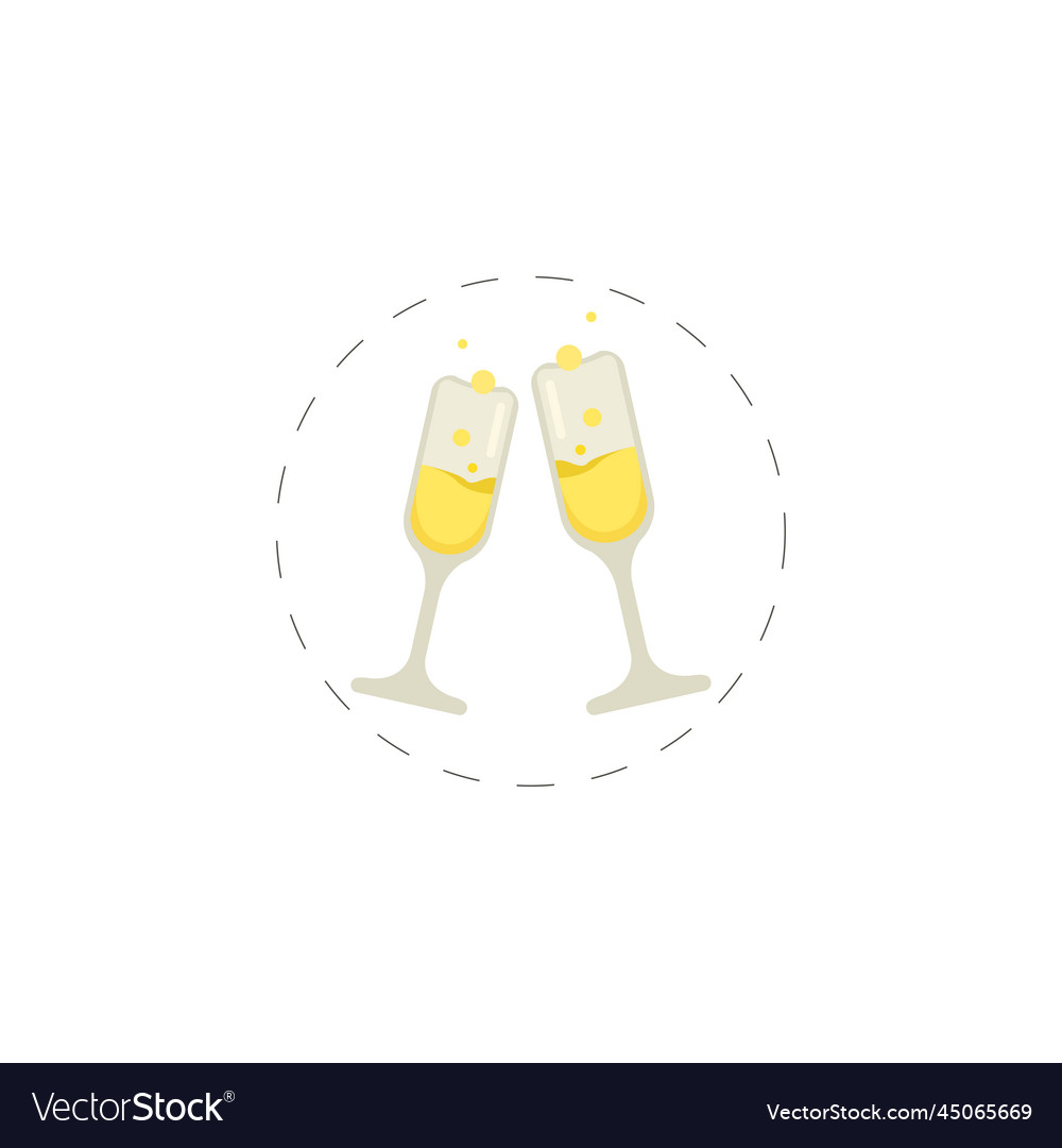 Clink Glasses Colored Flat Icon Royalty Free Vector Image 3602