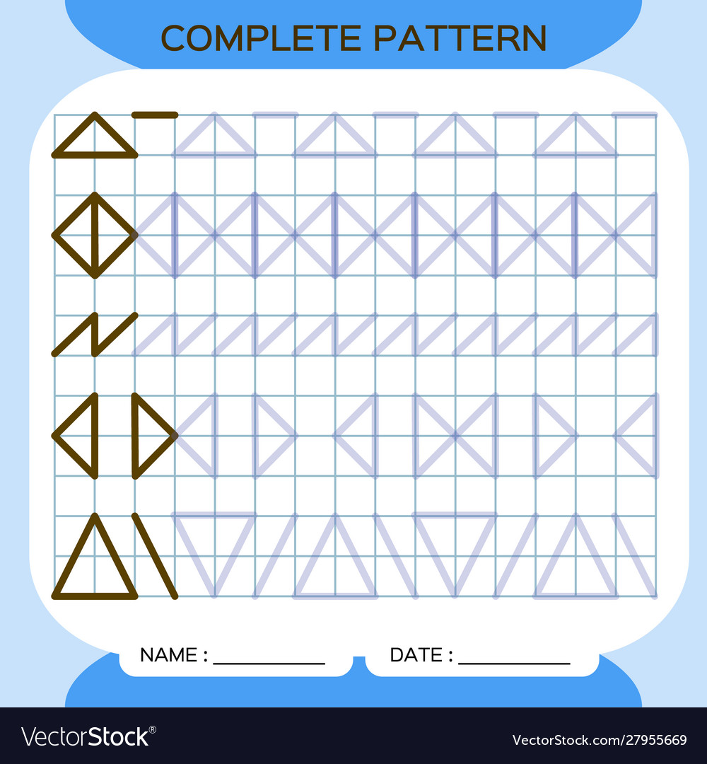 Complete pattern tracing lines activity for early vector image Complete pattern tracing lines activity for early
