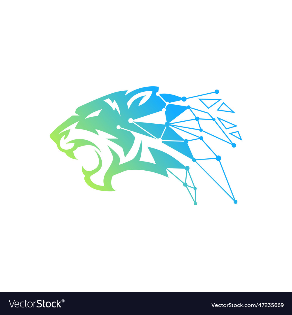 Digital technology tiger head logo design