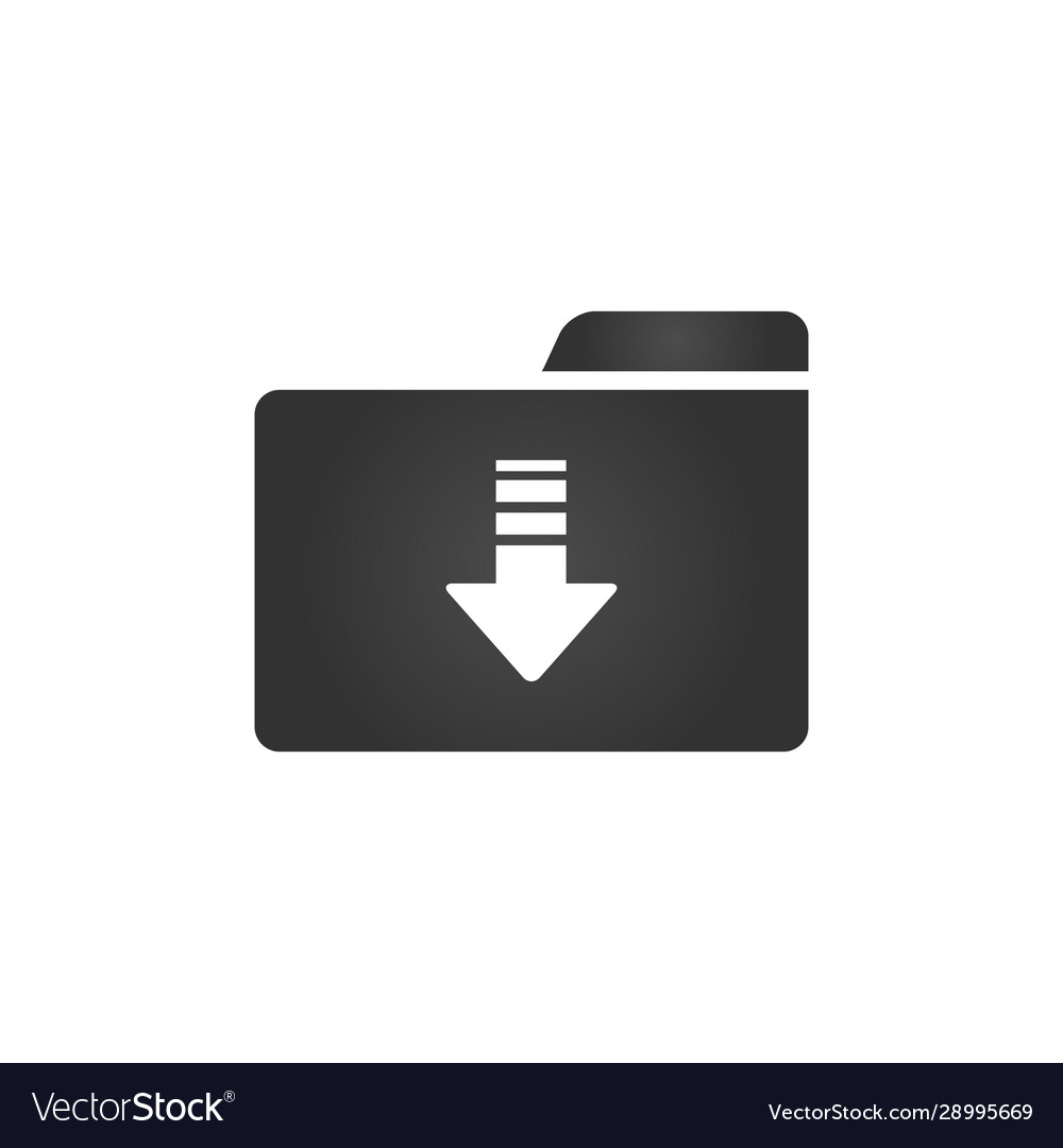 Folder icon with download arrow in trendy flat