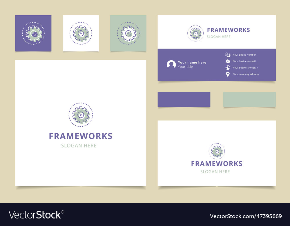 Frameworks logo design with editable slogan vector image Frameworks logo design with editable slogan