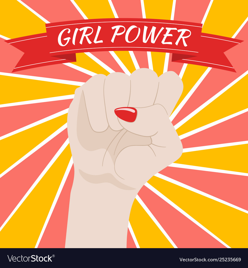 Girl power womans fist raised up female symbol Vector Image Girl power womans fist raised up female symbol