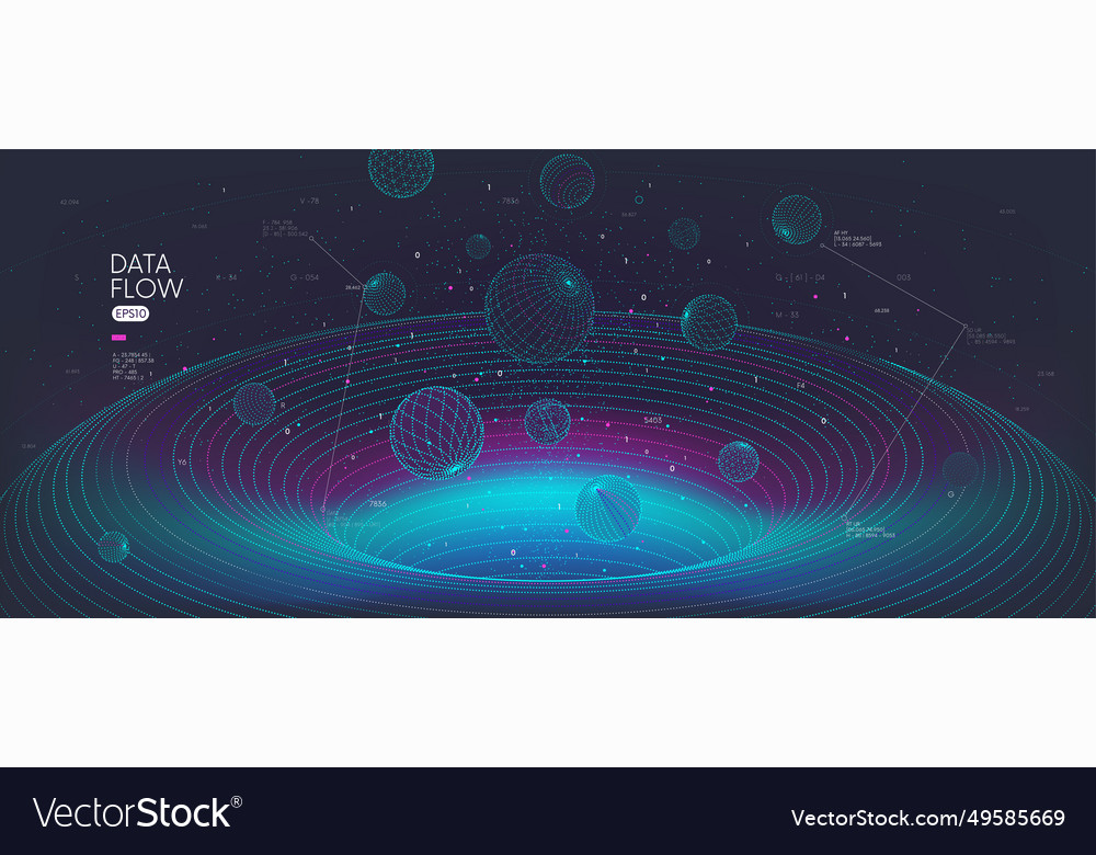 High-speed big data flow database tunnel vector image High-speed big data flow database tunnel